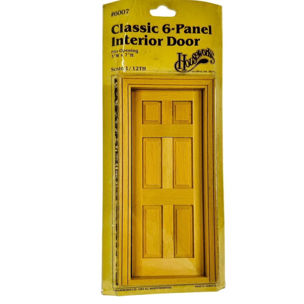 Houseworks Dollhouse Miniature Classic 6 Panel Interior Door 1:12 #6007‎ 1982